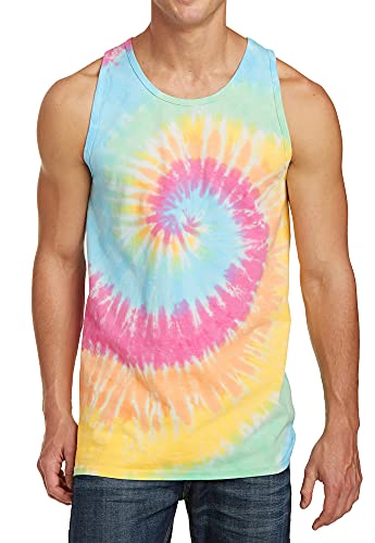 New York Fashion Police Tank Top Tie Dye Summertime Club Cruise Dead Swirl-Pastel Rainbow S