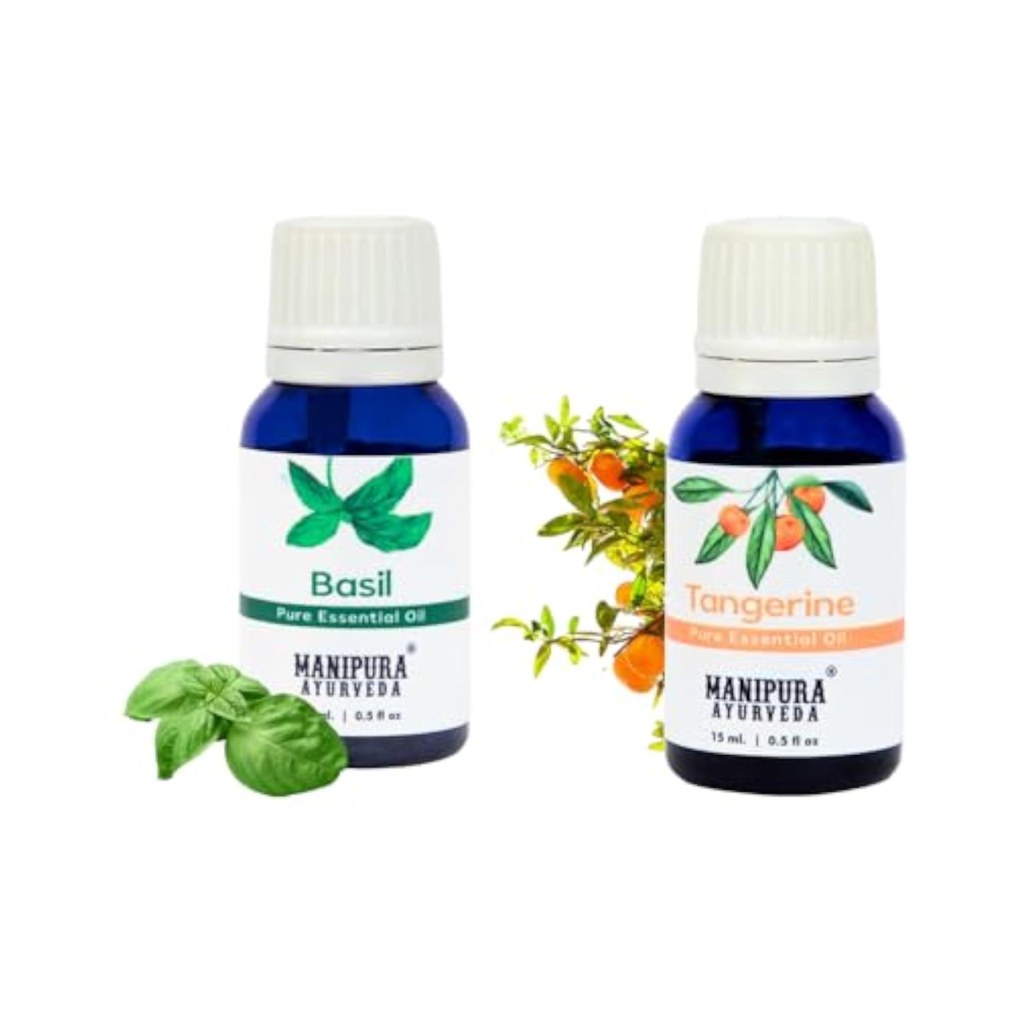 Basil & Tangerine Essential Oil Diffuser Combo Pack, 100% Pure