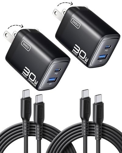 INIU USB C Charger, 30W 2-Pack PD Fast Charging, [USB C + USB A] iPhone 17 Compact Foldable Wall Charger, GaN Tech Type C Power Adapter for iPhone 17 16 15 Pro Max, Samsung S25 S24 iPad Pro Air etc