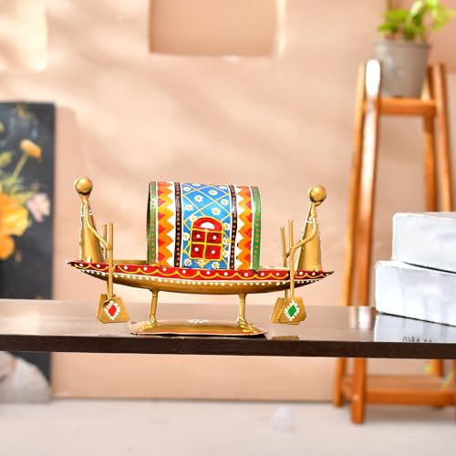Image of CraftVatika Home Decor Decoration Items for Living Room,Metal Boat Naav Showpiece,Decorative Items for Living Room,Gift Item Housewarming,Marriage,Wedding,Corporate Items,Multicolor,19.5cm,10.5cm