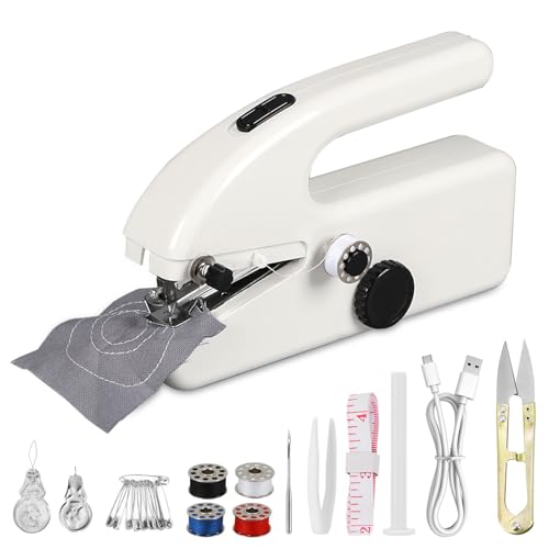 Domigard Mini máquina de coser, máquina de coser a mano con accesorios de costura, mini máquina de coser eléctrica portátil para prendas, vaqueros, cortinas y artesanías Domigard Mini máquina de coser, máquina de coser a mano con accesorios de costura, mini máquina de coser eléctrica portátil para prendas, vaqueros, cortinas y artesanías