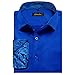 DiBanGu Royal Blue Satin Long Sleeve Dress Shirt for Men with Tie and Pocket Square Set Solid Color Button Down Shirts XX-Large