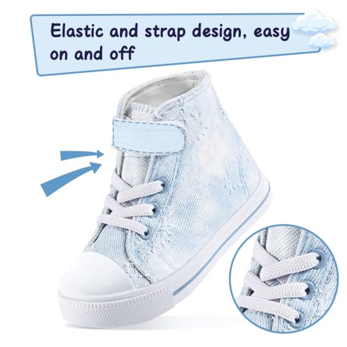 Image of K KomForme Toddler High Top Sneakers Canvas Shoes with Hook and Loops