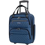 KROSER Carry On Underseat Multi-functional, 16-inch Underseater Lightweight Overnight Suitcase for Women, Haze Blue