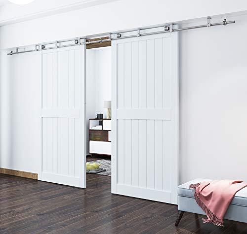 Diyhd Ssceiling 8Ft Sliding Stainless Steel Ceiling Mount Bracket Concentric Circle Roller Barn Hardware, Double Door Kit, 8 Ft #TOP16