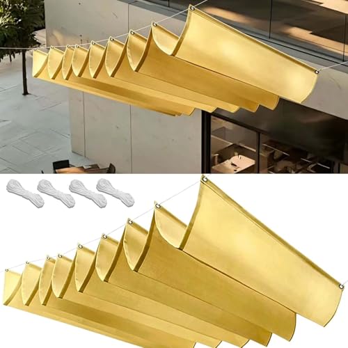 Vela Rectangular Toldos 105x260cm Impermeable, Protección Rayos UV Impermeable Toldos Resistente a Desgarros, Protección Solar para Terraza Balcon Exterior Jardín, Amarillo Arena