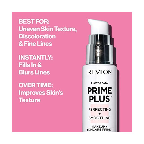 Revlon Face Primer, PhotoReady Prime Plus Face Makeup for All Skin Types, Blurs & Fills in Fine Lines, Infused with Vitamin B5 and Hyaluronic Acid, Perfecting & Smoothing, 1 Oz