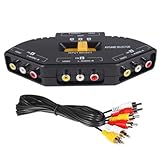 Klein und transportabel DIGIFLEX AV Cinch Video/Audio Switch Hub mit 3 Input-Anschlüssen für Xbox 360, PS2 & DVD-Player - Cinch verteiler Kabel