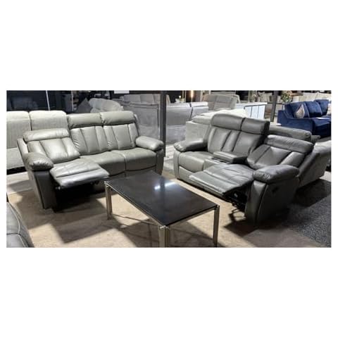 Vancouver Grey Leather Recliner Sofa with Cupholders Cover