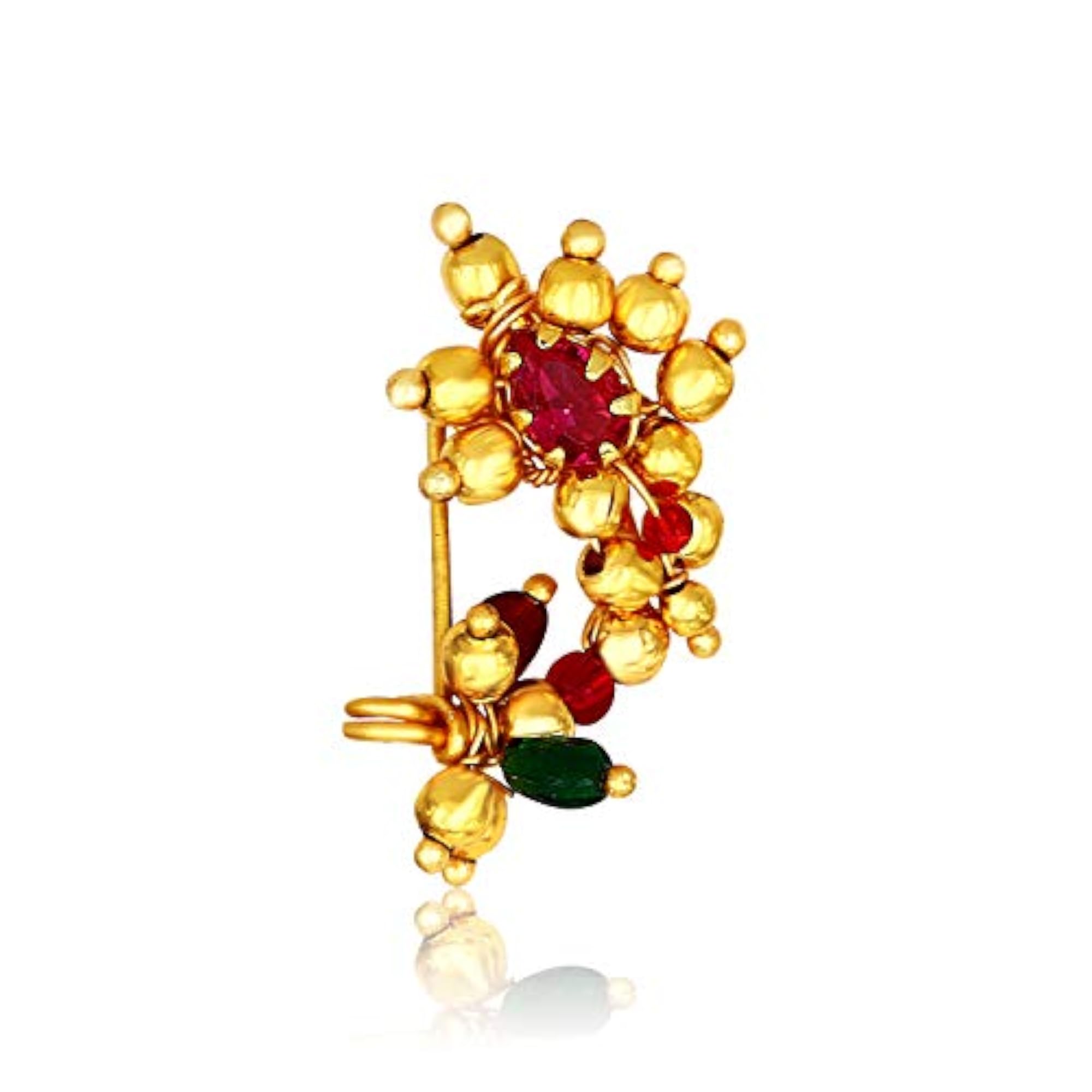 Women's Maharashtrian Pearl Temple Nose Ring, Wedding Combo