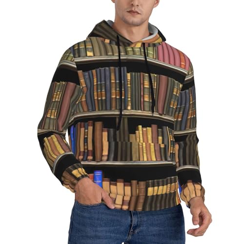 Sweatshirt Bibliothèque pour Homme : Hoodie imprimé graphique à manches longues et coupe casual