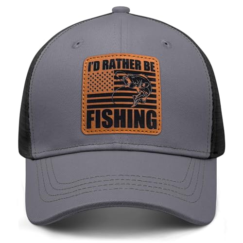 Image of Fishing Hat Fishing Gifts for Men Bass Fish Flag Snapback Trcuker Hats for Men Fishing Gear Accessories Stuff