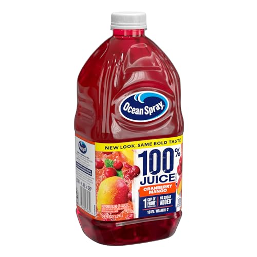 Image of Ocean Spray 100% Juice Cranberry Mango Juice Blend, 64 Fl Oz Bottle (Pack of 3)