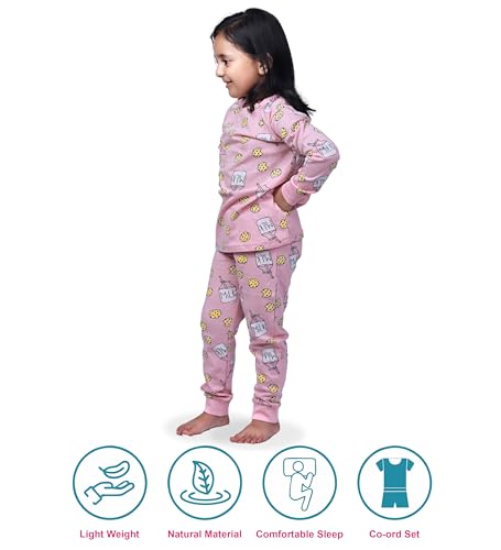Image of Hestia | H.NSG.N.1 | Kids Girls Nightwear | Sleepwear | Cotton |Trouser Full Sleeves Tshirt | Elastic Waist |Night Dress with Pyjama Tshirts for Girls|All Over Horse Printed |Blue Color 4-6Yrs |Set 1