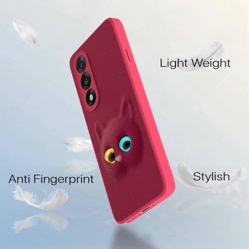 Image of Pikkme Back Cover for Oneplus Nord 5 5G | Cute Cat Leather Finish for Girls | Soft TPU | Bumper Case (Pink)