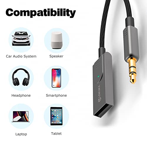Lokuka Bluetooth 5.1 To Aux Adapter For Car, Usb To Trs 3.5Mm Bluetooth Receiver Adds Bluetooth To Car, Speaker, And Home Stereo Audio, For Hands-Free Calls, Voice Navigation, Phone Music #TOP5