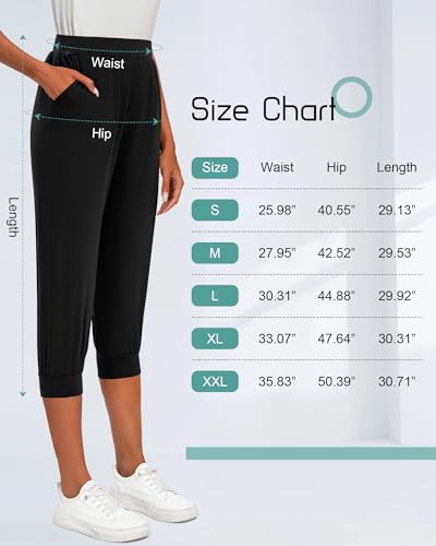 Riyiper 3 peças de calça capri feminina cropped jogger calça de ioga cintura elástica com bolsos, Pr