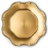 Baroque Gold Charger Plates, 13” Elegant Chargers, Set of 6, Hand Finished (Finish May Vary) Baroque