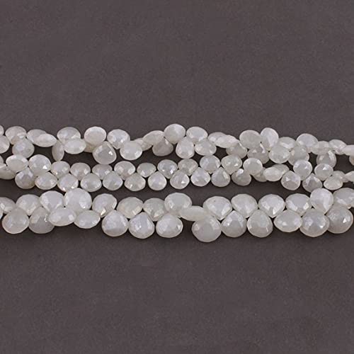 Silverite Chalcedony Faceted Heart 3 Rangs de Perles Cœurs Briolettes 7-11mm LKBEADS