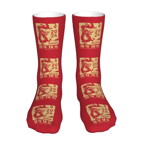 Year Of The Dragon Happy Chinese New Year 2024 Socks For Men Women Casual Sport Sock Fashion Tube Stockings