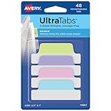 Avery Margin Ultra Tabs, 2.5' x 1', 2-Side Writable, Assorted Pastel Colors, 48 Repositionable Tabs (74867)