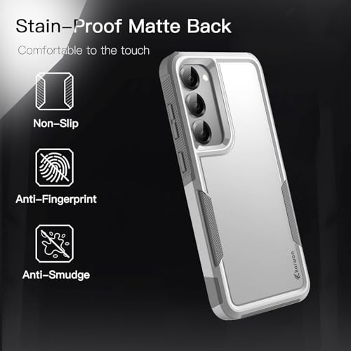 Image of KARWAN Shockproof Back Case Cover Compatible with Samsung Galaxy S23, Heavy Duty Case with 360 Degree Camera Protection, Dual Layer Rugged Bumper Protection Cover with Matte Finish (White)