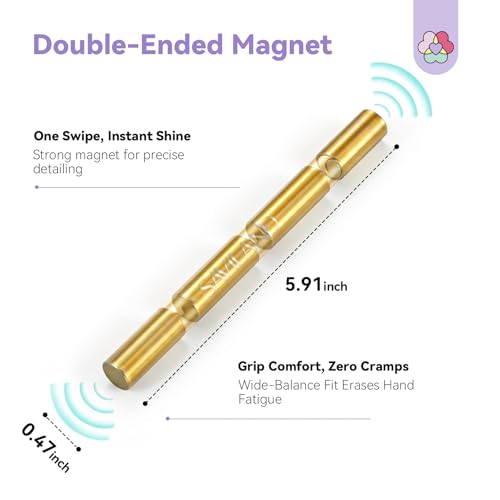 Image of SAVILAND Cat Eye Magnet for Nails: 5X Stronger Golden Nail Magnets Stick with Heart Cateye Magnets Double-Head Cateye Magnet for Nails Magnetic for Cat Eye Gel Polish Nail Art Design Salon Home