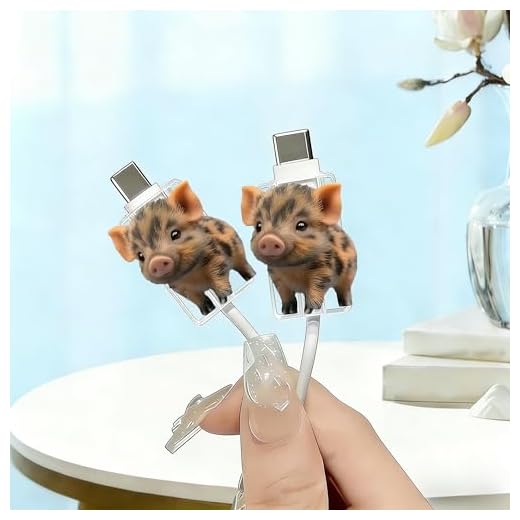 2pcs Acrylic Cable Protector, Little Piglet Close-up Type-C Compatible, Anti-Break Data Cable Cover, Gift Idea,Beautiful and Durable Charging Cable Protective Case(SJXT-008)