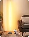 EDISHINE LED Corner Floor Lamp with Remote, 57.5" Minimalist Dimmable Mood Lighting, Standing Tall Floor Lamp for Living Room, Bedroom, Home Office, 3000K Warm White Light (Black)