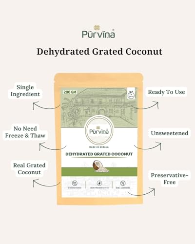 Image of Purvina Dried Grated Coconut - 200 gm (Pack of 2) | From Real Coconuts | Zero Preservatives
