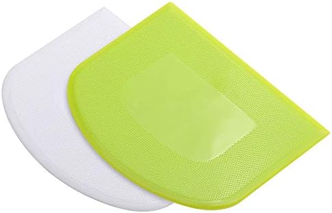 2 Pack Beeyoka Dough Scraper,Kitchen Food Grade Bowl Scraper Flexible Plastic Bench Scraper Multipurpose Food Scrappers Very Practical Baking Gadget(Green+White)