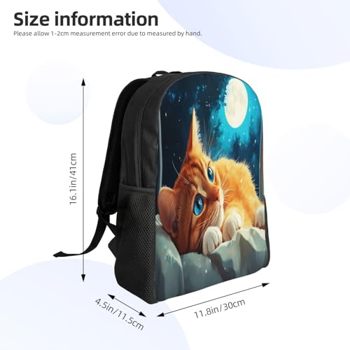Waterproof Backpack Orange Tabby at Night 16Inch Unisex Backpack Gym Casual Daypack for Women Men Gift4