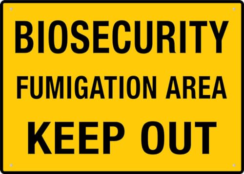 Zeasdacu Biosecurity Fumigation Area - Keep Out Sign 12x8 inch - 1 Pack Aluminum Sign, Weatherproof, for Farm Warehouse, Grain Storage, Wood Plant, Quarantine Station (Indoor & Outdoor)