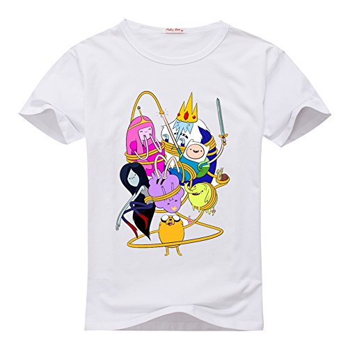 T-shirt Adventure Time femme blanc taille L en coton col rond imprimé