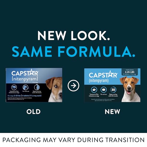 Capstar (Nitenpyram) Fast-Acting Oral Flea Treatment for Dogs 2-25 Lbs, Vet-Recommended Medication Tablets, Flea Tablets for Dogs Start Killing in 30