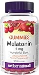 Webber Naturals Melatonin 5 mg Gummy, Extra Strength, 90 Gummies, Cherry Pomegranate Flavour, For Sleep Support, Vegan