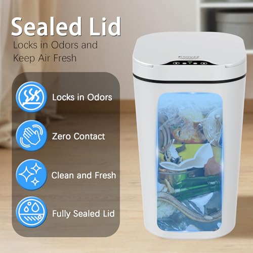 Kssvzz 2er Set Mülleimer Bad mit Sensor, 10L Automatischer Mülleimer mit Deckel, Elektrischer Mülleimer für Büro, Schlafzimmer, Küchen (Weiß)