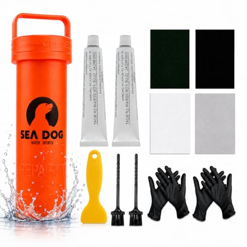 Heavy Duty PVC Repair Kit for Inflatable Boats & Kayaks Waterproof Permanent Patch Repair with Large PVC Patches Adhesive Tools & Gloves