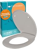 Calmwaters® Premium toiletzitting eenvoudige installatie, tot 250 kg, Made in EU, antibacterieel duroplast, dubbel soft-close mechanisme, 2 bevestigingsmogelijkheden, verwijderbaar, ovaal, grijs