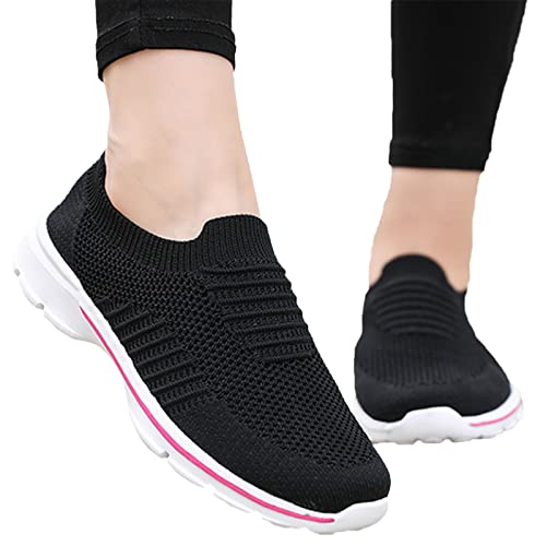 ZSWWang Slip On Sneakers Flats Shoes for Women Walking Sock Shoes Lightweight Breathable Mesh Knit Yoga Sneakers Fashion Casual Comfortable Platform Wedge Work Outdoor Walking Sports Shoes