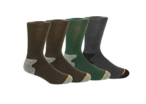 Weatherproof Premium 4-Pair Men's Wool Blend Crew Socks (Shoe: 6-12, Multi: Olive/Gray/2 Brown)