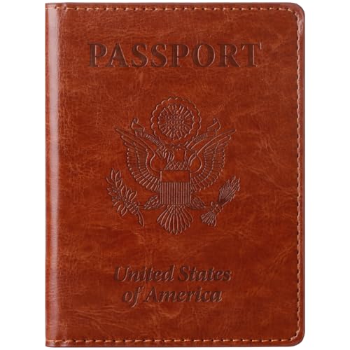 Image of TIGARI Passport Holder for Travel Women Men, Valentines Day Gifts PU Leather Wallet Cover Case Sleeve, Waterproof Protected Document Organizer, Vacation Plane Cruise Travel Essentials