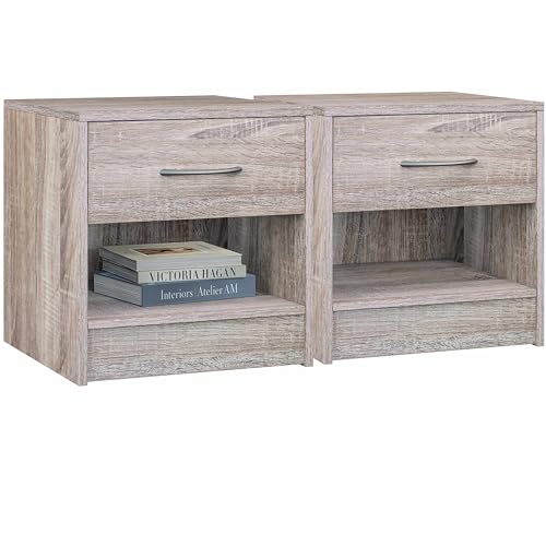 Casaria® Set 2x ComodinI 41x39x28 cm Spazioso Cassetto Portaoggetti con