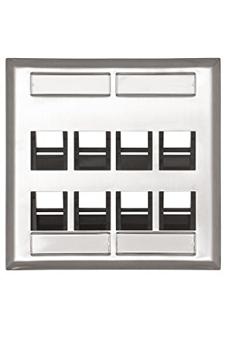 Placa de pared de 8 puertos QuickPort en ángulo Leviton con identificación 4