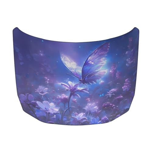 Image of Waterproof Car Cover Purple Butterfly and Flower Car Hood Cover Suitable for Auto Car Truck, Van, SUV, Pickup