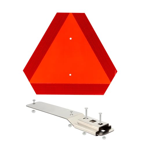 Image of Slow Moving Vehicle Sign with Mounting Bracket Kit, Aluminum Slow Moving Vehicle Triangle Sign for Golf Vehicles Cart Farm Tractor Outdoor Accessories