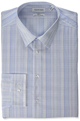 Calvin Klein Men's Dress Shirt Non Iron Stretch Slim Fit Check, Viola, 15