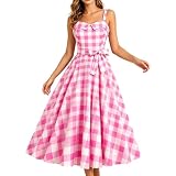 Robe Année 60 Pin Up Femme Sexy Col V sans Manche Retro Robe Style 1950's Audrey Hepburn Pin Up Rockabilly Elegante Polka Dot Trapèze Vintage Robes Swing De Bal Fête Cérémonie Mi Longue
