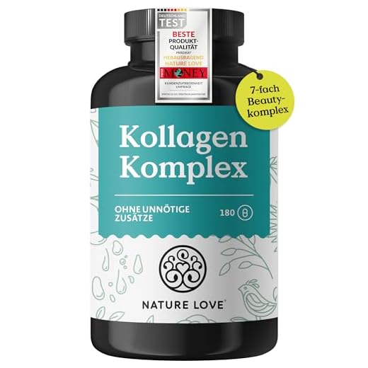 NATURE LOVE® Collagen Complex - 180 Capsules - with Hyaluron, Biotin, Selenium, Zinc, Vitamin C from Acerola & Silicon from Bamboo Extract - Collagen High Dose - Laboratory Tested and Produced in
