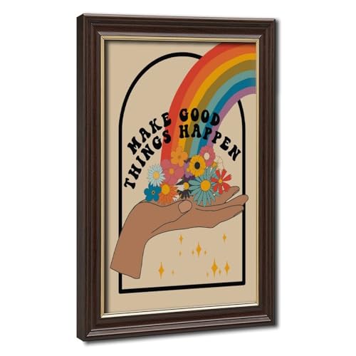 Colourful Make Good Things Happen Print Retro Art, Groovy Floral,